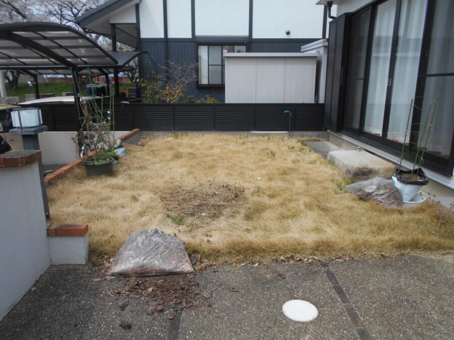 笠松町　庭の芝生撤去