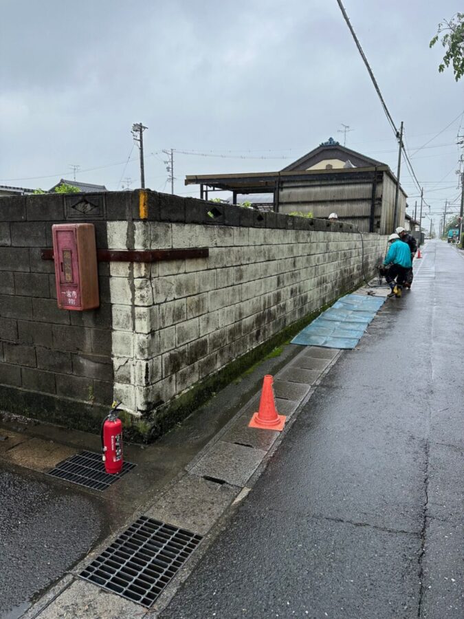愛知　一宮市　ブロック塀の高さを低くする　ブロック撤去工事